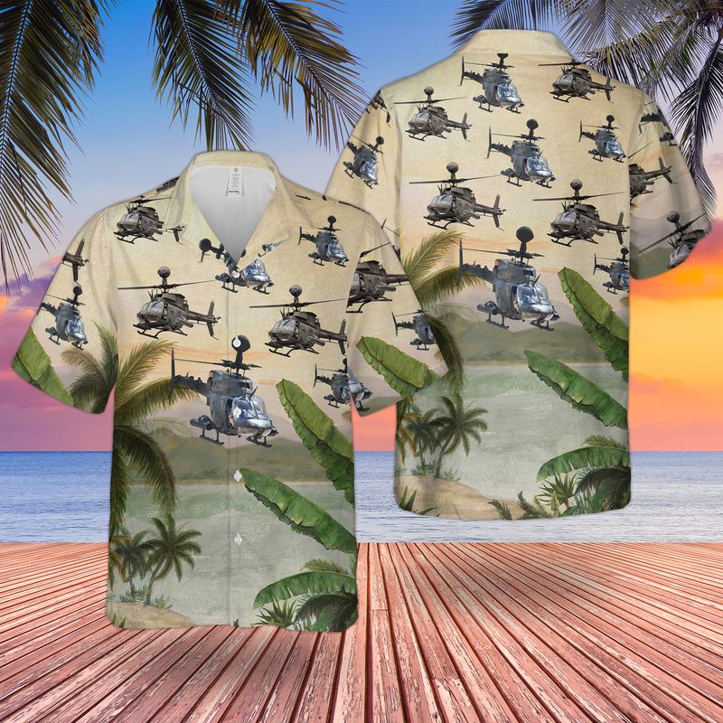 US Army Bell OH-58 Kiowa Hawaiian Shirt HO3094