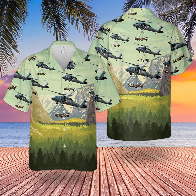 US Army 101st Airborne Division Sikorsky UH-60 Black Hawk Hawaiian Shirt HO3069
