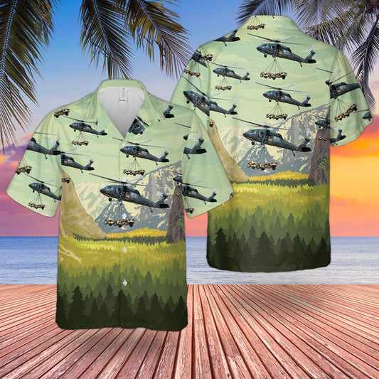 US Army 101st Airborne Division Sikorsky UH-60 Black Hawk Hawaiian Shirt HO3069