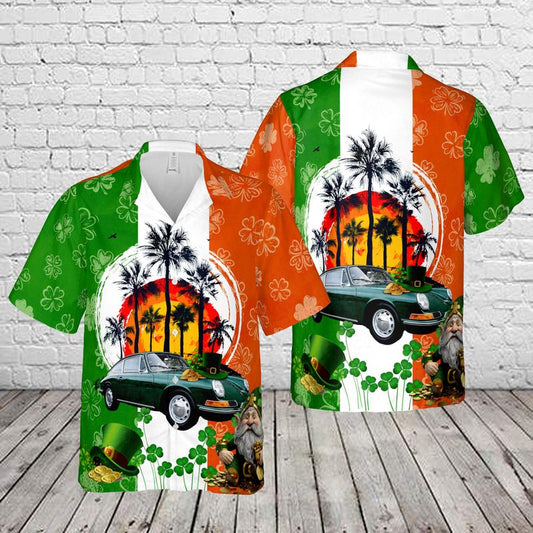 1965 Porsche 911 Coupe Irish Green St Patrick's Day Hawaiian Shirt, Hawaiian Shirt for Men Dad PO0014