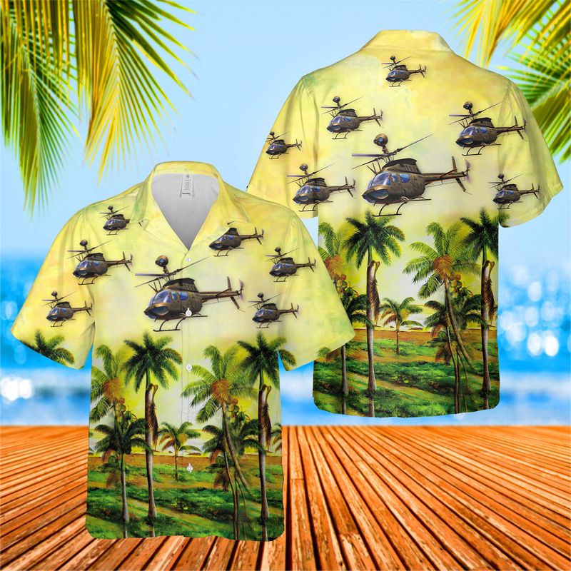 US Army Bell OH-58 Kiowa Hawaiian Shirt HO3072