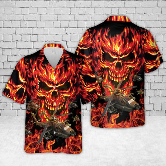 Us Army Boeing AH-64 Apache skull Hawaiian Shirt HO3111