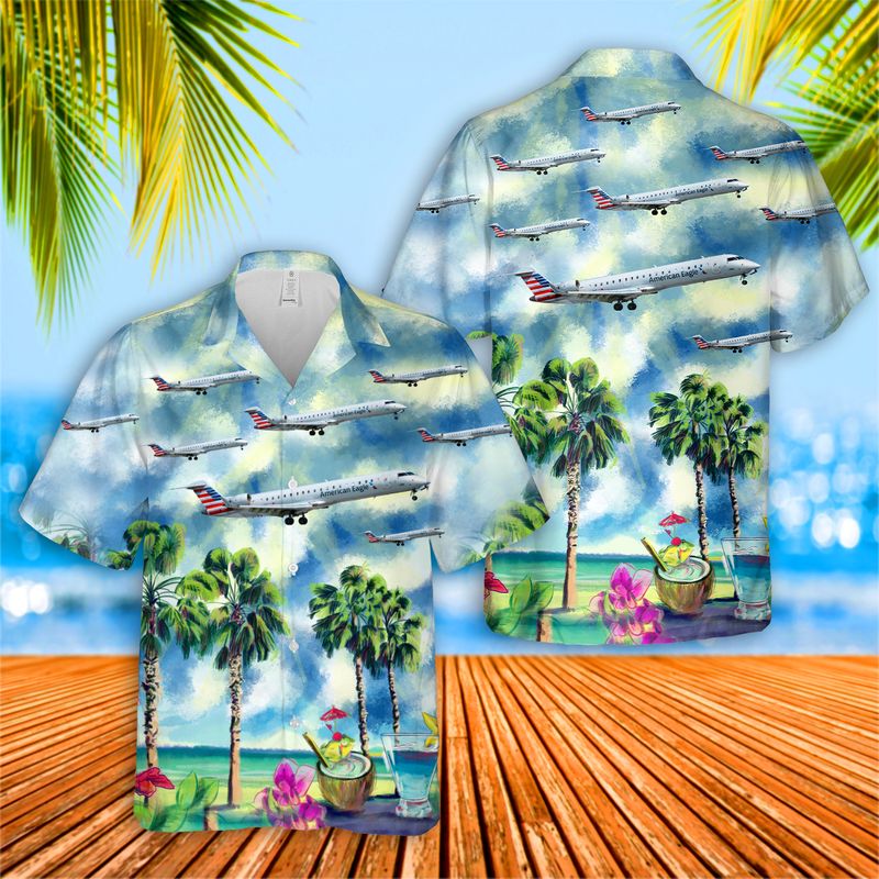 PSA Airlines Bombardier CRJ-701ER Hawaiian Shirt, Hawaiian shirt for men, dad husband veteran HO0301