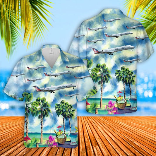 PSA Airlines Bombardier CRJ-701ER Hawaiian Shirt, Hawaiian shirt for men, dad husband veteran HO0301