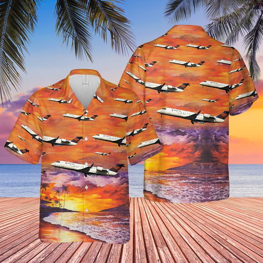 Endeavor Air Bombardier CRJ-200LR Hawaiian Shirt, Hawaiian shirt for men, dad husband veteran HO3773
