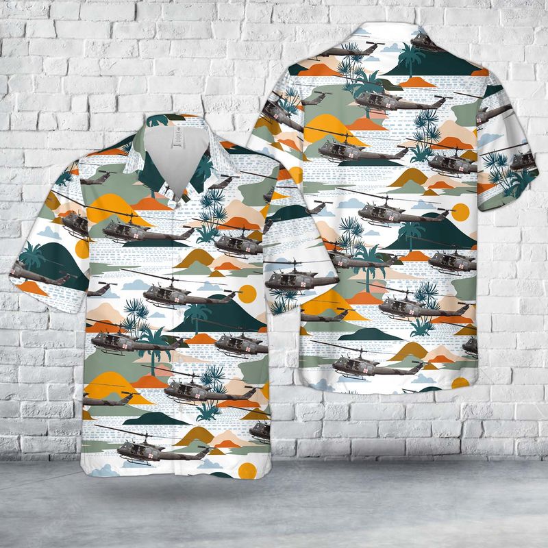 US Army UH-1 Huey Medevac Hawaiian Shirt HO2845