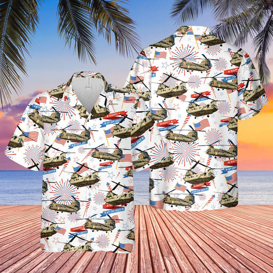 US Army Boeing CH-47 Chinook 4th Of July Hawaiian Shirt HO3118