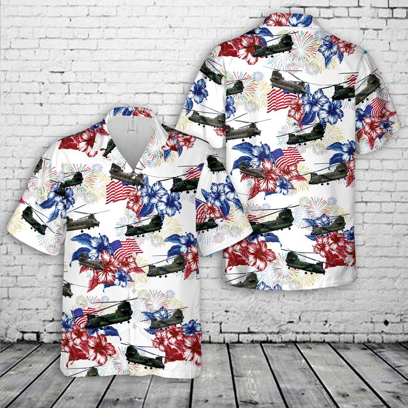 US Army Boeing CH-47 Chinook 4th Of July Hawaiian Shirt HO3119