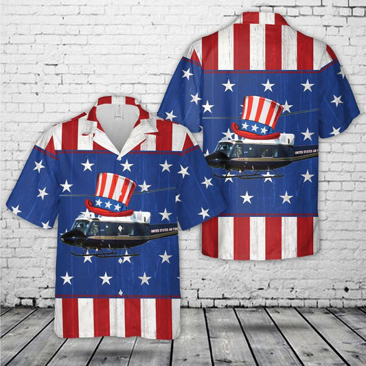 US Air Force Bell UH-1N Twin Huey 1st Helicopter Squadron, 4th Of July Hawaiian Shirt HO3198