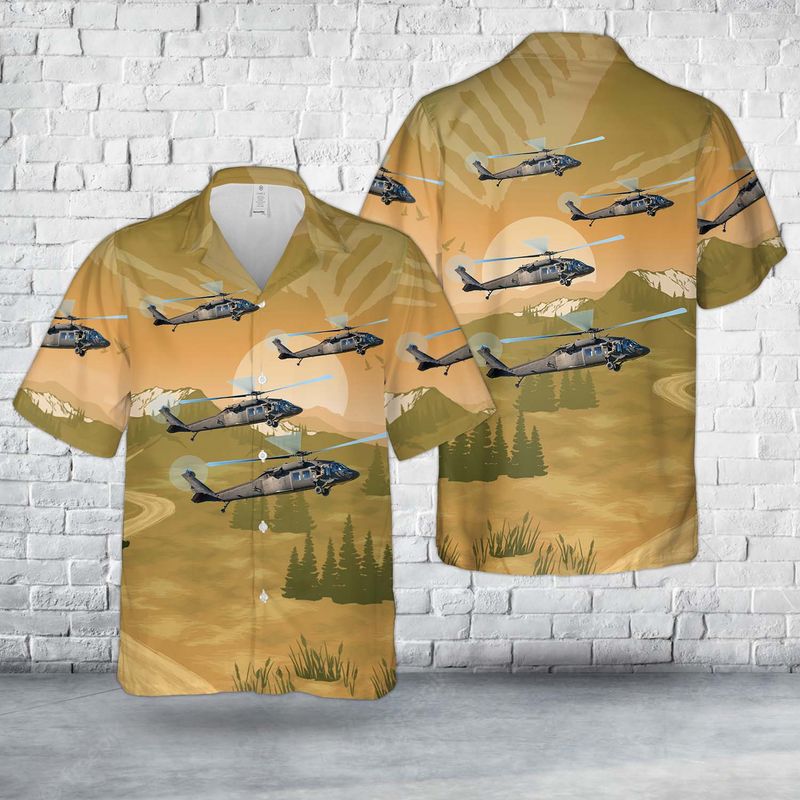US Army Sikorsky UH-60A Black Hawk S-70A Hawaiian Shirt HO3014