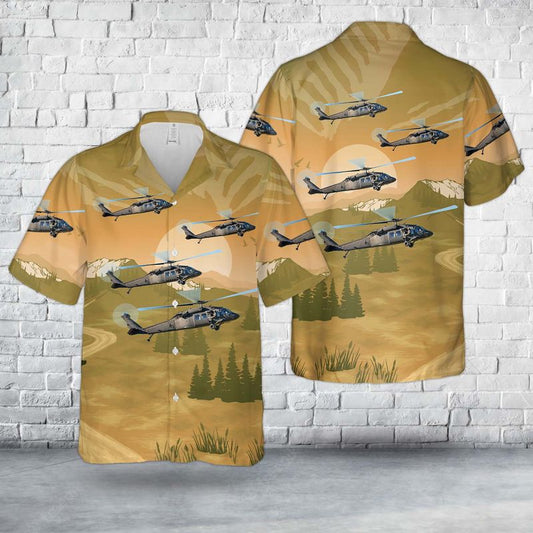 US Army Sikorsky UH-60A Black Hawk S-70A Hawaiian Shirt HO3014