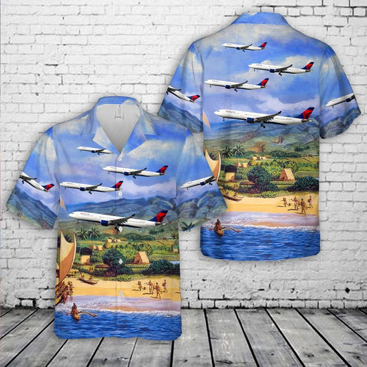 Delta Air Lines Airbus A330-323 Hawaiian Shirt HO3204
