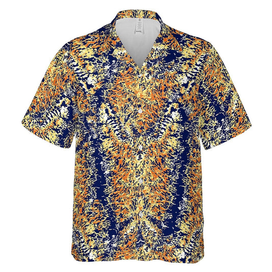 Hawaiian Camp Collar Short Sleeve Button-Down Shirt Reptilian Skin HO4973