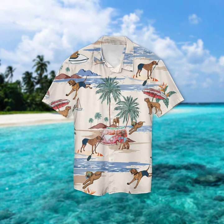 Rhodesian Ridgeback Summer Beach Hawaiian Shirt, Hawaiian Shirts for Men women Short Sleeve Aloha Beach Shirt HO0884