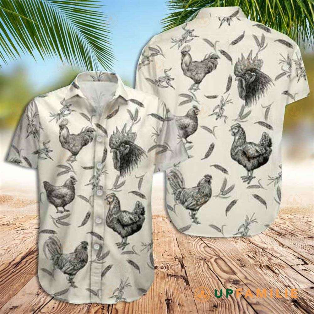 Rooster Hawaiian Shirt, Tropical White Rooster Hawaiian Shirt for men and women custom style HO3535