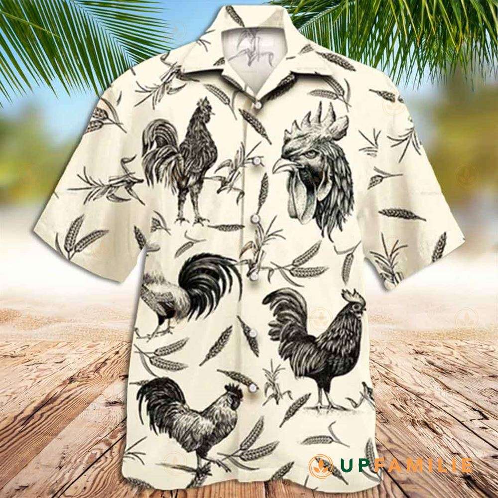 Rooster Hawaiian Shirt, Tropical White Rooster Hawaiian Shirt for men and women custom style HO3535