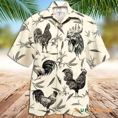 Rooster Hawaiian Shirt, Tropical White Rooster Hawaiian Shirt for men and women custom style HO3535