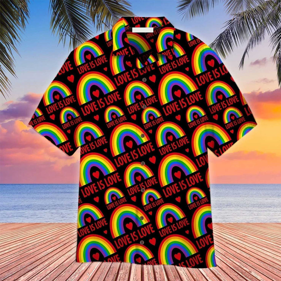 LGBT Aloha Hawaiian Shirts For Summer, Love Is Love Rainbow Colorful LGBT Hawaiian Shirts HO3476