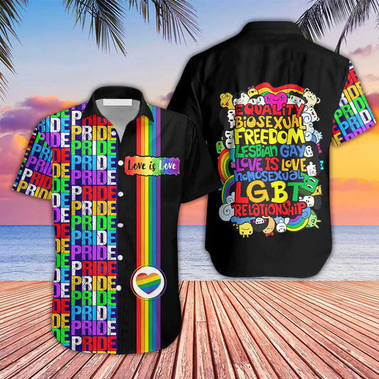 LGBT Aloha Hawaiian Shirts For Summer, Pride Month Colorful Aloha Hawaiian Shirts For Men Women HO3482
