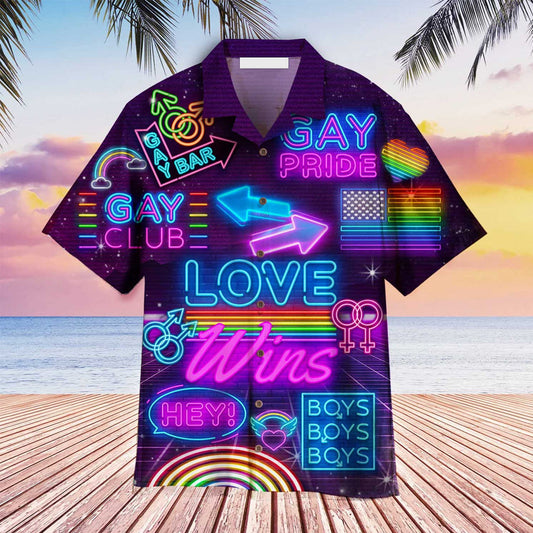 LGBT Aloha Hawaiian Shirts For Summer, Love Wins Pride Month Rainbow Colorful LGBT Hawaiian Shirts HO3474