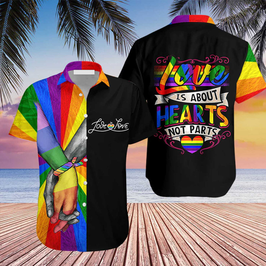 LGBT Aloha Hawaiian Shirts For Summer, Hold Hands Colorful Rainbow LGBT Hawaiian Shirts, Gift For Gaymer And Lesbian HO3490