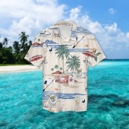Samoyed Summer Beach Hawaiian Shirt, Hawaiian Shirts for Men women Short Sleeve Aloha Beach Shirt HO0880