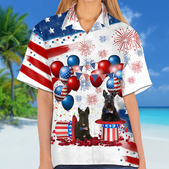 Scottish terrier Independence Day Hawaiian Shirt for men and women, 4th of july hawaiian shirt HO3530
