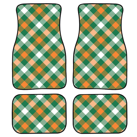 St. Patrick'S Day Plaid Pattern Print Front And Back Car Floor Mats, Front Car Mat PO0317