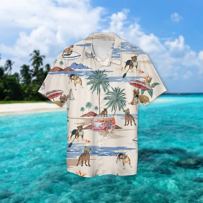 Staffordshire Bull Terrier Summer Beach Hawaiian Shirt, Hawaiian Shirts for Men Short Sleeve Aloha Beach Shirt HO0920