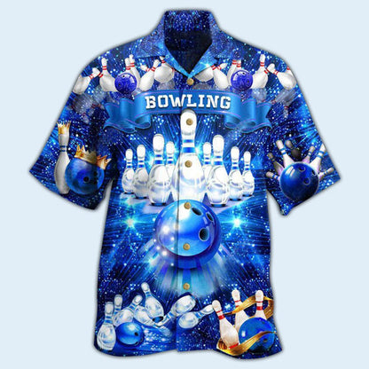 3D Bowling Hawaiian Shirt, King's Bowling Hawaiian Shirt, Blue Bowling Roll Shirt For Men - Perfect Gift For Bowling Lovers, Bowlers HO4053