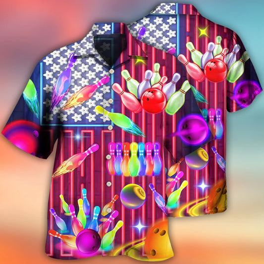 3D Bowling Hawaiian Shirt, Colorful Bowling Roll Hawaiian Shirt, Bowling Independence Day Aloha Shirt For Men - Perfect Gift For Bowling Lovers, Bowlers HO0026