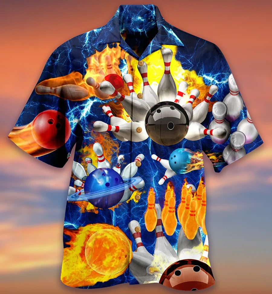 3D Bowling Hawaiian Shirt, Bowling With Flame Hawaiian Shirt, Earth Planet Bowling Shirt - Perfect Gift For Bowling Lovers, Bowlers HO4057