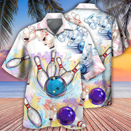 3D Bowling Hawaiian Shirt, Bowling Painting Hawaiian Shirt, Bowling Roll Aloha Shirt For Men - Perfect Gift For Bowling Lovers, Bowlers HO4055