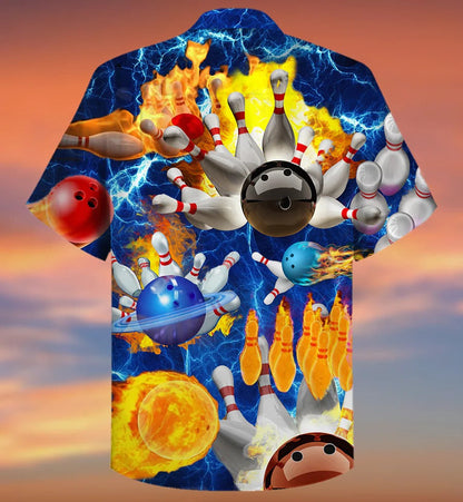 3D Bowling Hawaiian Shirt, Bowling With Flame Hawaiian Shirt, Earth Planet Bowling Shirt - Perfect Gift For Bowling Lovers, Bowlers HO4057