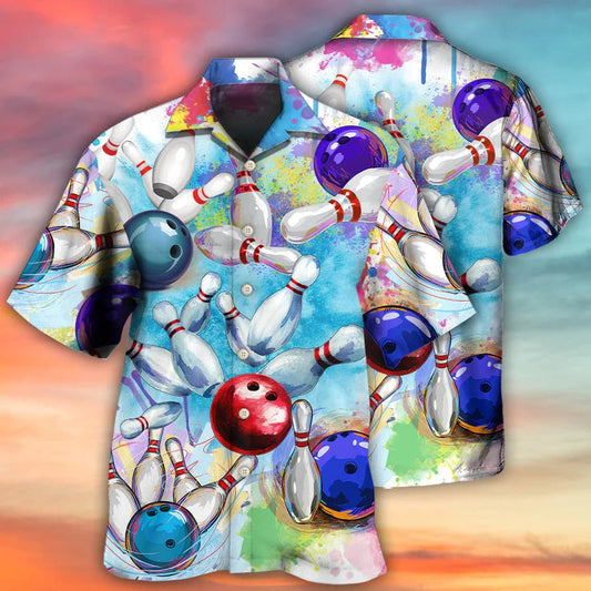 3D Bowling Hawaiian Shirt, Colorful Bowling Ball And Pins Hawaiian Shirt For Men - Perfect Gift For Bowling Lovers, Bowlers HO4049