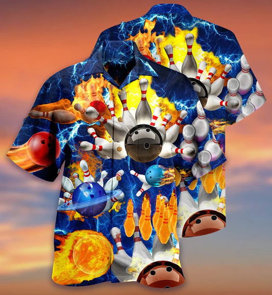 3D Bowling Hawaiian Shirt, Bowling With Flame Hawaiian Shirt, Earth Planet Bowling Shirt - Perfect Gift For Bowling Lovers, Bowlers HO4057