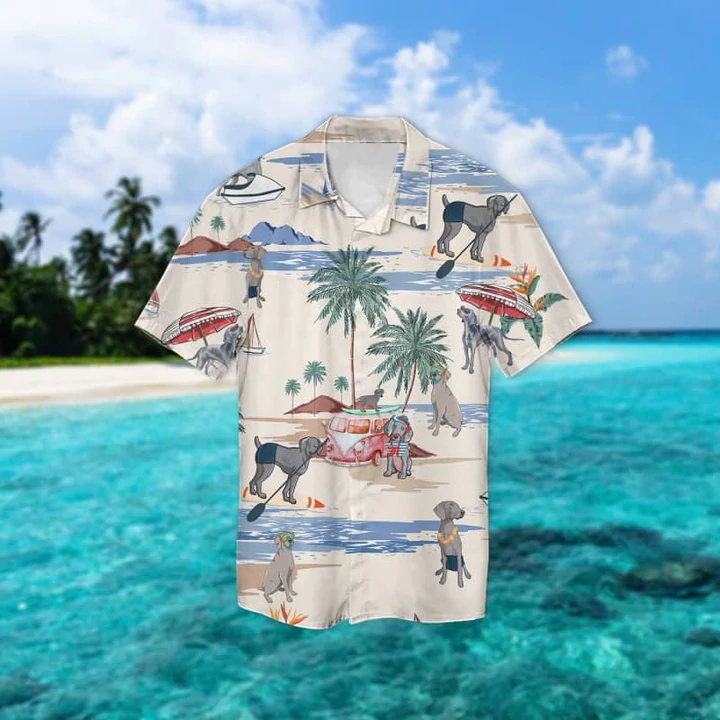 Weimaraner Summer Beach Hawaiian Shirt, Hawaiian Shirts for Men Short Sleeve Aloha Beach Shirt HO0913