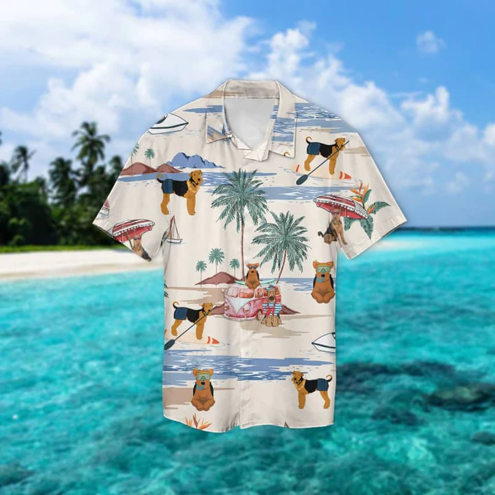 Welsh Terrier Summer Beach Hawaiian Shirt, Hawaiian Shirts for Men Short Sleeve Aloha Beach Shirt HO0911