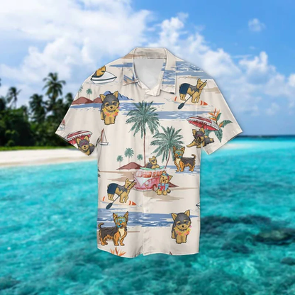 Yorkie Summer Beach Hawaiian Shirt, Hawaiian Shirts for Men women Short Sleeve Aloha Beach Shirt HO0905