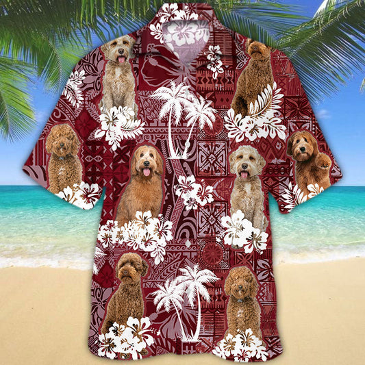Labradoodle Hawaiian Shirt, Dog In Hawaii Shirt Red Tribal Pattern HO5217
