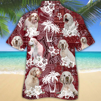 Clumber Spaniel Red Hawaiian Shirt, Gift for Dog Lover Shirts, Animal Summer Shirts, Hawaiian Shirt Men HO1276